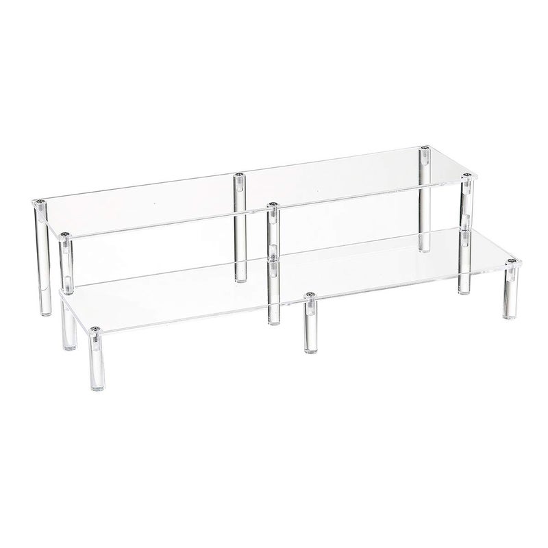 BYCY 2 Tier Clear Acrylic Display Stand Cupcakes Holder, Dessert Display Riser for Great Event, Birthday Party, Wedding Party ( 1 Pack - 16" X 6.9" X 4.25" ) - Image 1